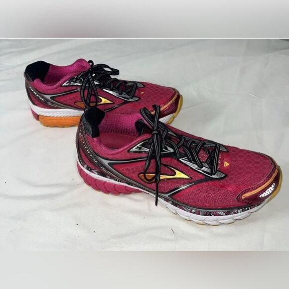 Brooks Women's Shoes Brooks Ghost 7 Running Sneaker - Size 7 Pink Orange Black - Picture 1 of 5